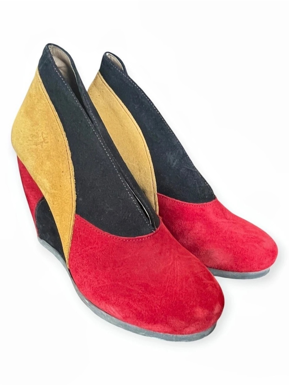 Fly London Bink Wedge Shoes Bink Color Block Wedge Shoes Red & Yellow EU 37